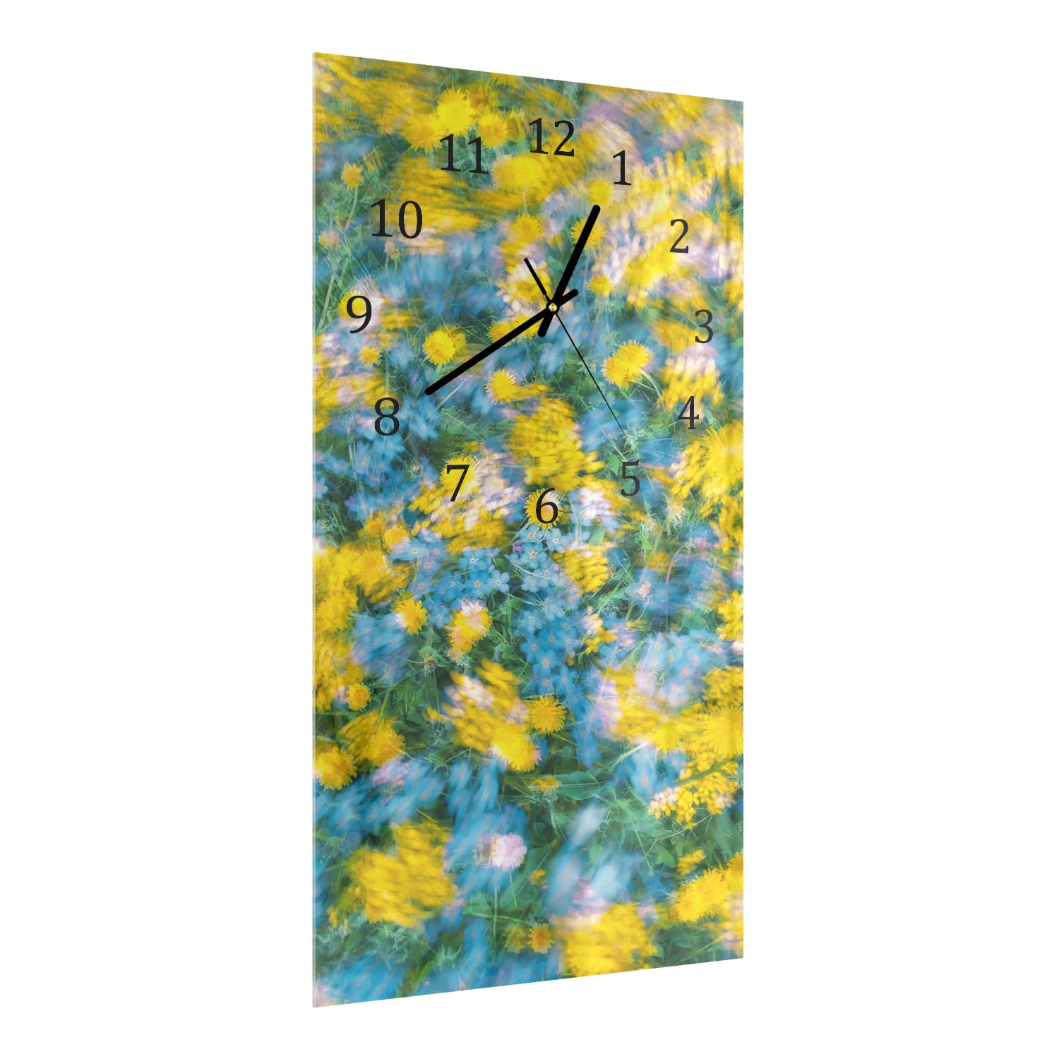 Wanduhr 30x60 - Fröhliche Blumen