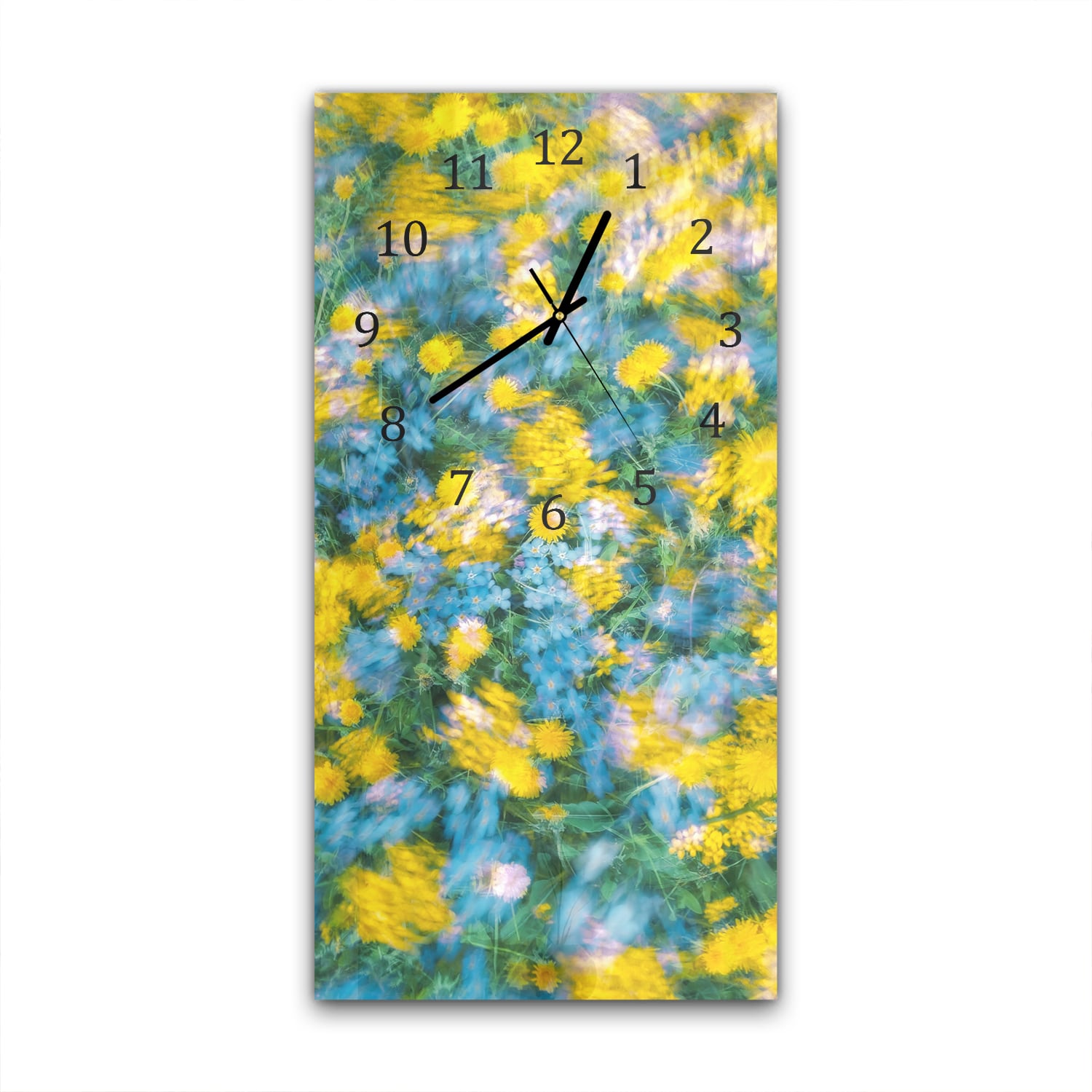 Wanduhr 30x60 - Fröhliche Blumen