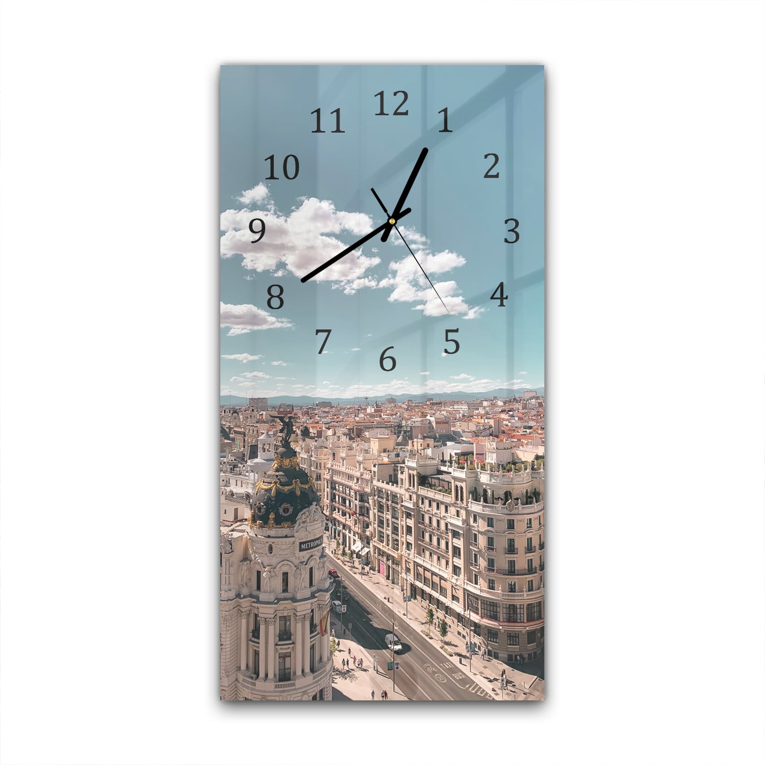 Wanduhr 30x60 - Straßen von Madrid