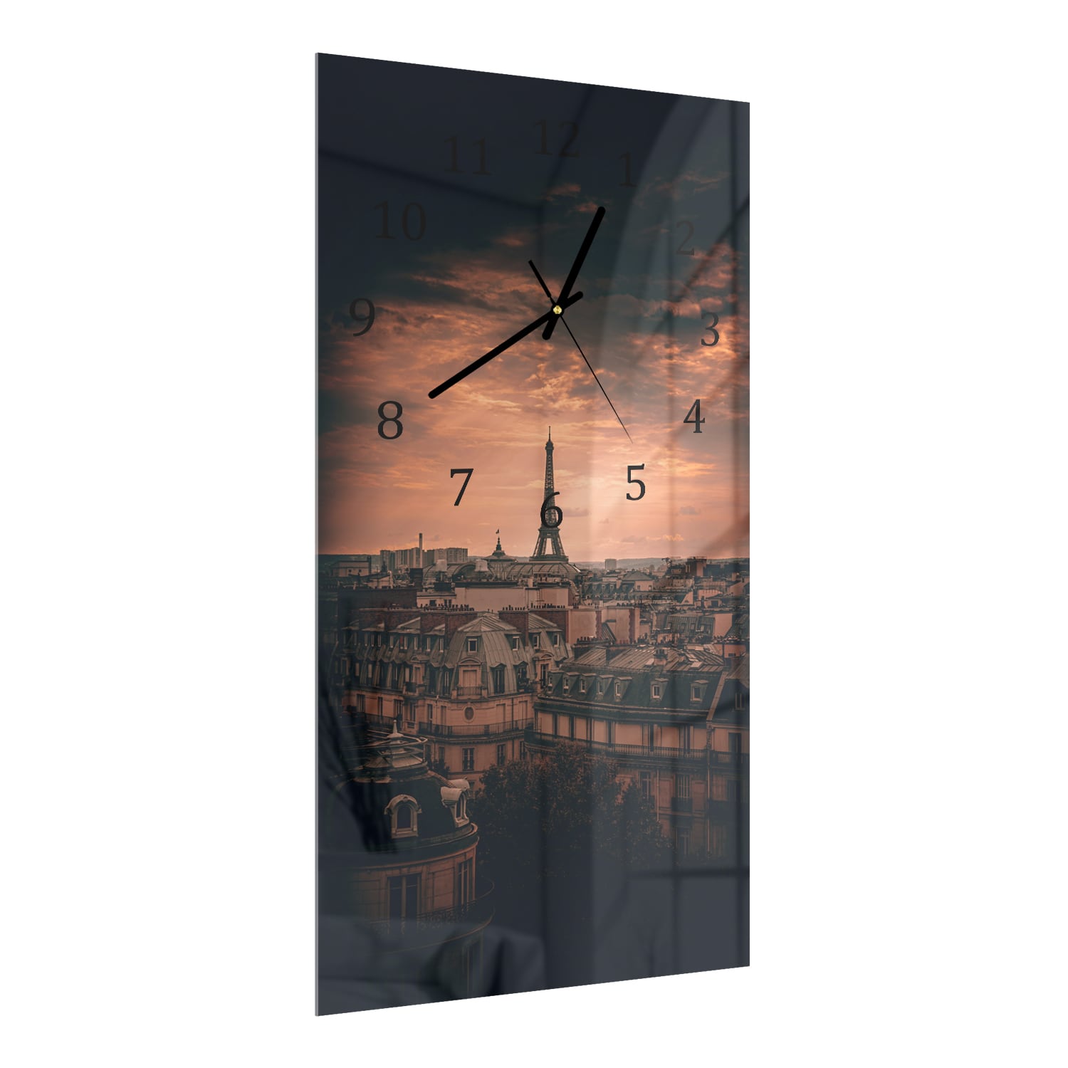 Wanduhr 30x60 - Paris in der Dämmerung