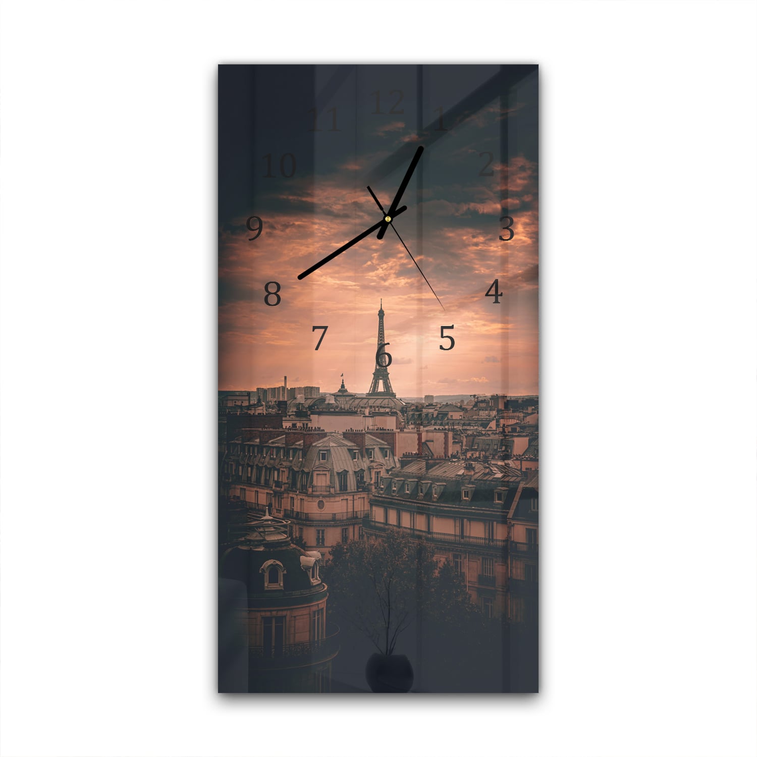 Wanduhr 30x60 - Paris in der Dämmerung