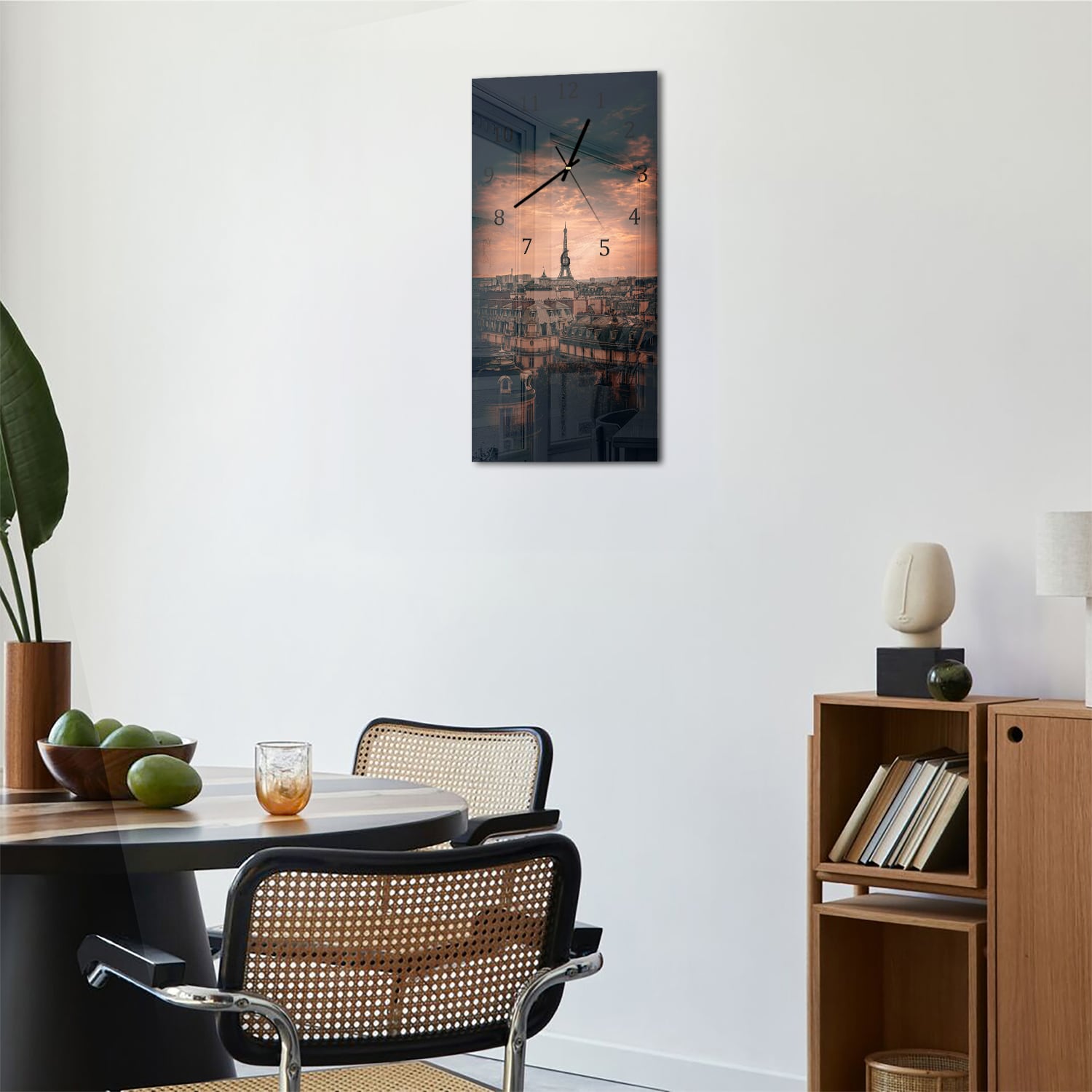 Wanduhr 30x60 - Paris in der Dämmerung