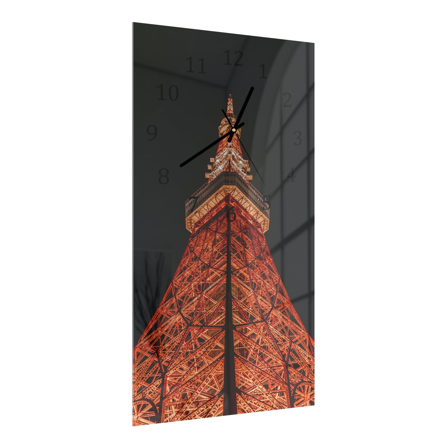 Wanduhr 30x60 - Beleuchteter Eiffelturm