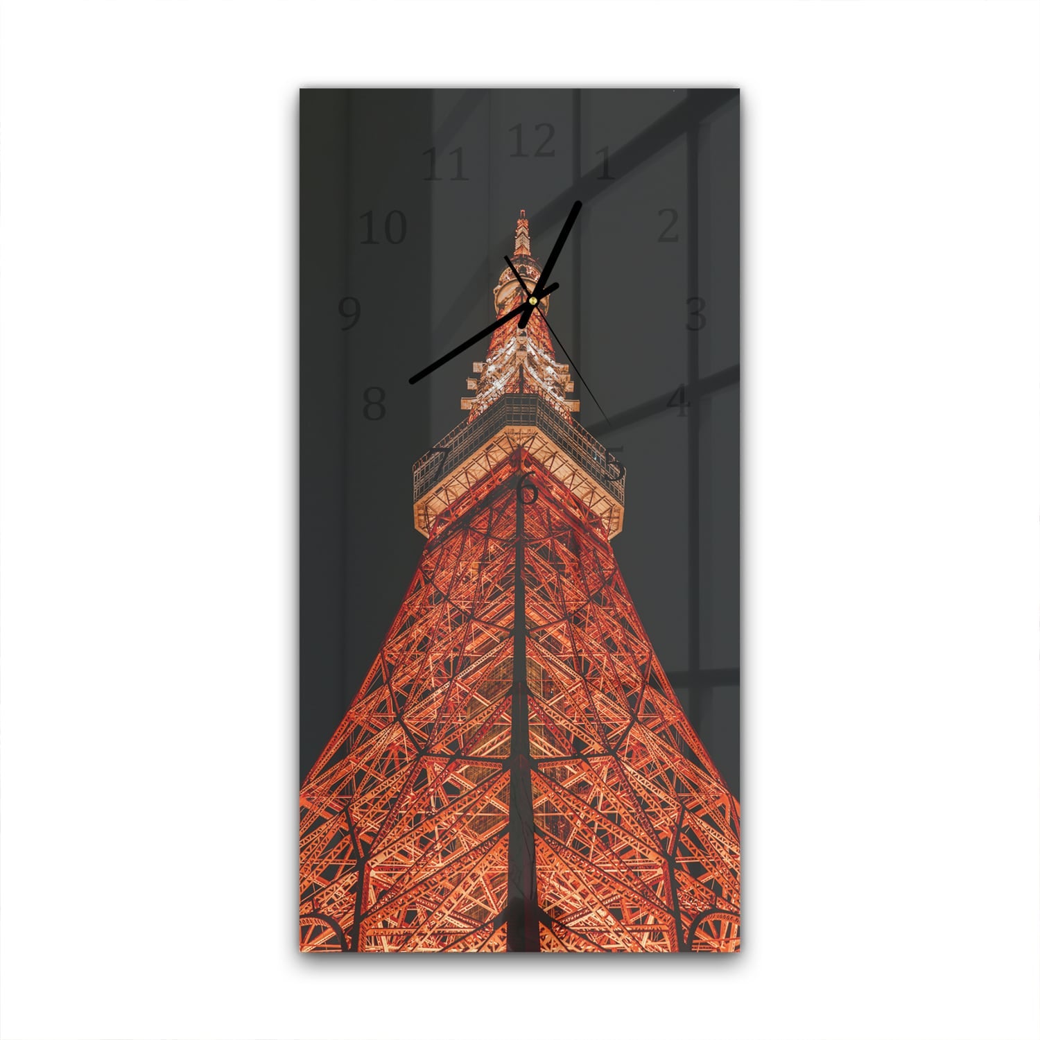 Wanduhr 30x60 - Beleuchteter Eiffelturm
