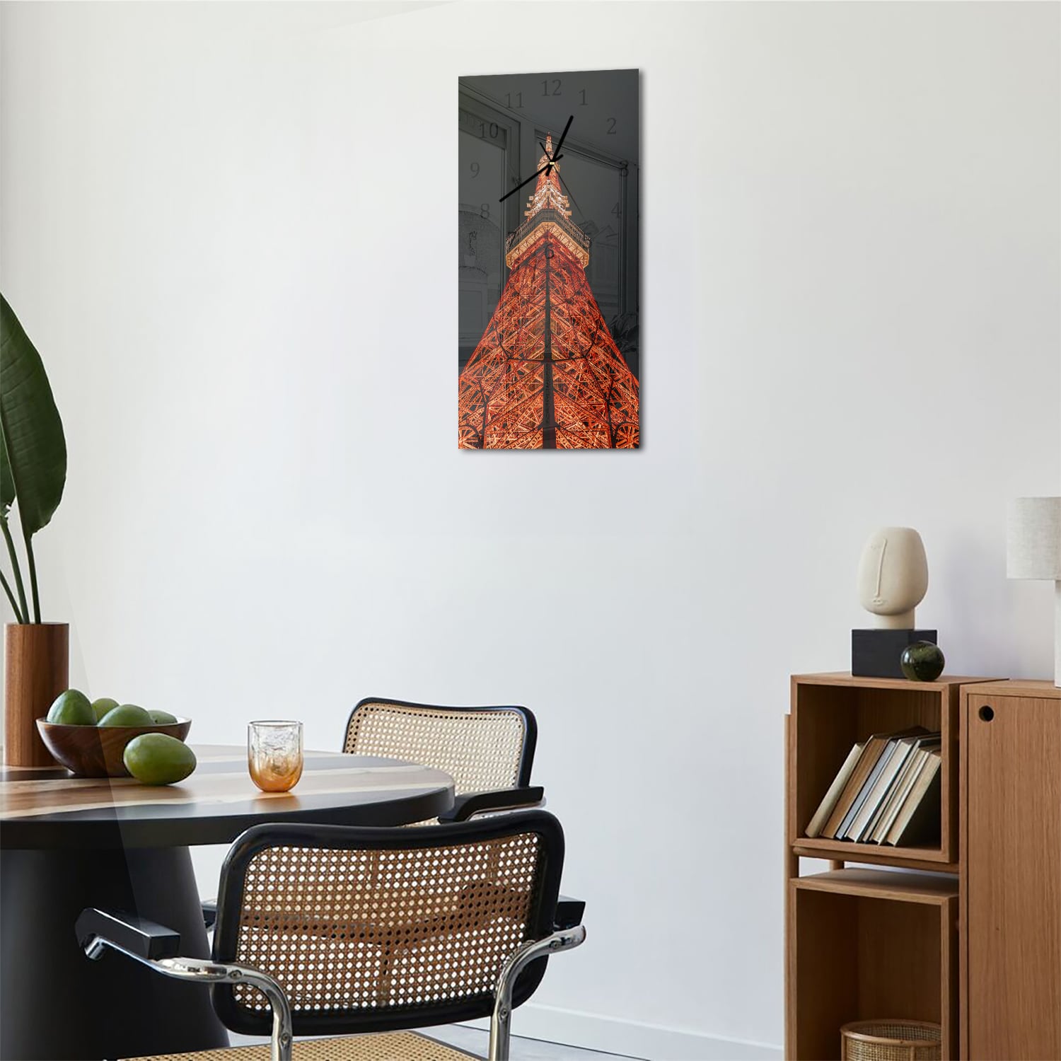 Wanduhr 30x60 - Beleuchteter Eiffelturm