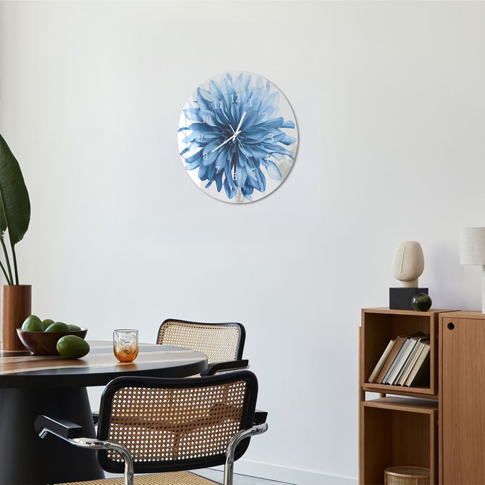Wanduhr Rund - Hellblaue Dahlie