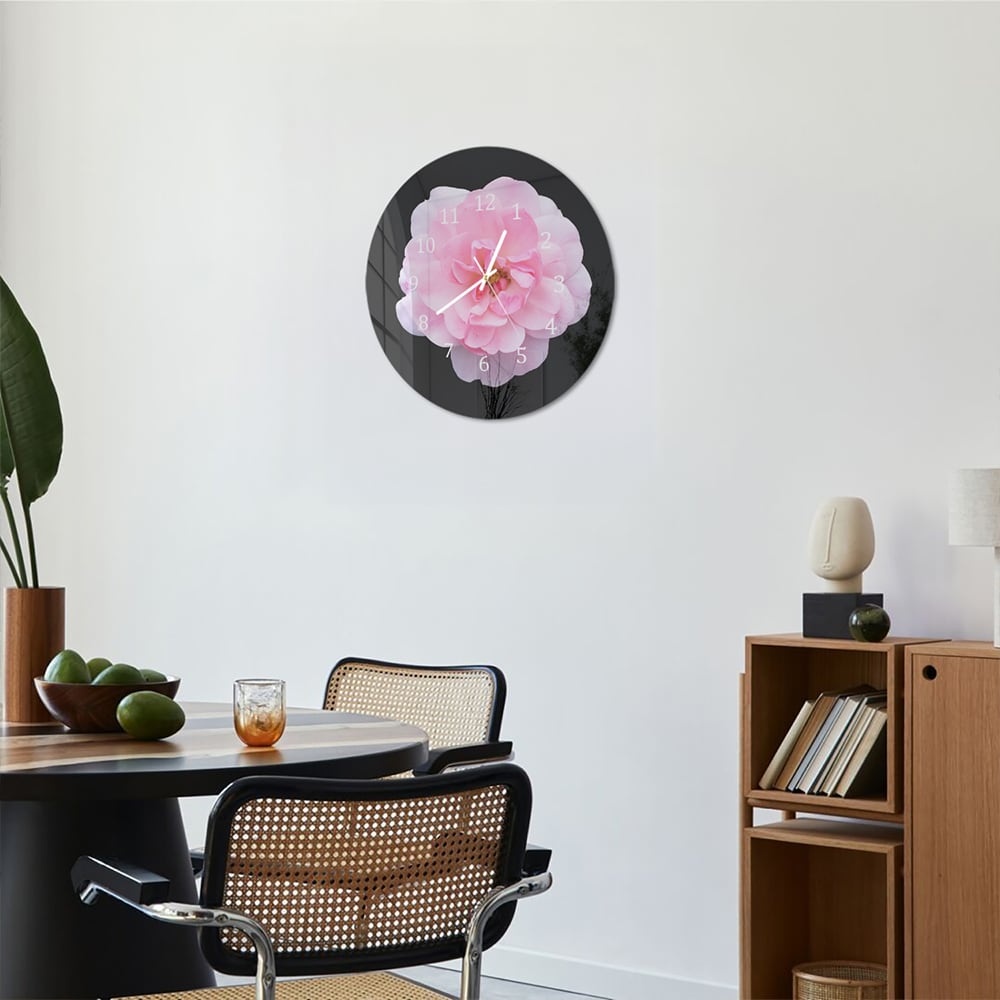 Wanduhr Rund - Hellrosa Floribunda
