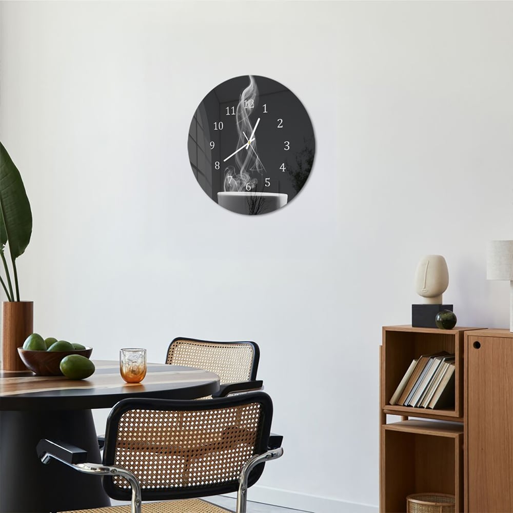 Wanduhr Rund - Kaffee mit Dampf