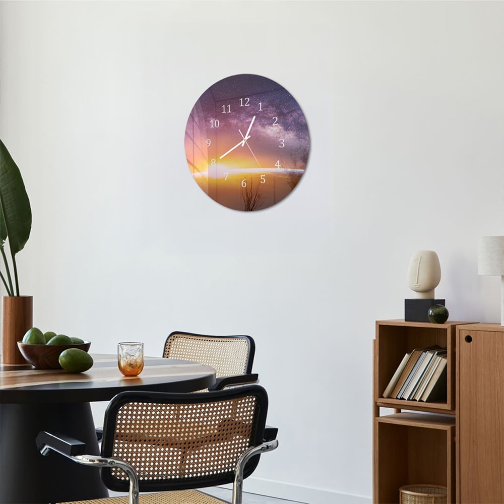 Wanduhr Rund - Landschaft mit Milchstraße