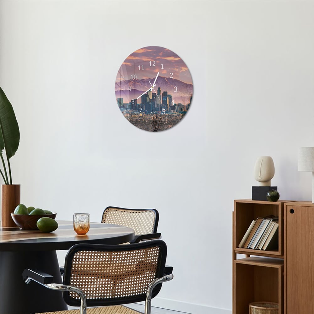 Wanduhr Rund - Los Angeles Skyline bei Sonnenuntergang
