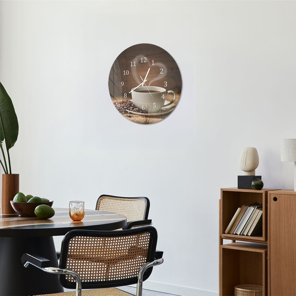 Wanduhr Rund - Kaffee mit Herz