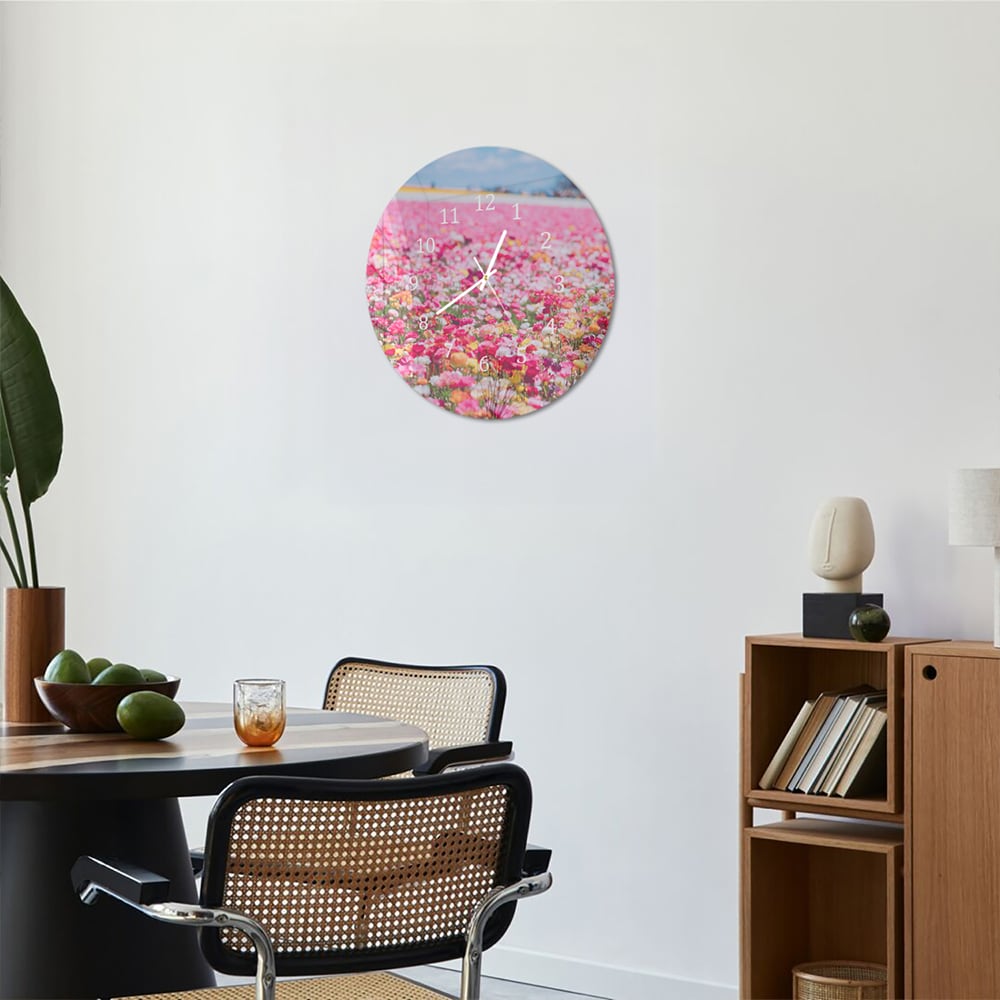 Wanduhr Rund - Meer aus Blumen