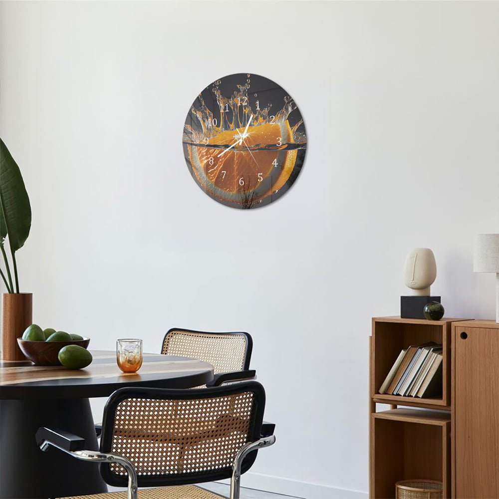 Wanduhr Rund - Orangen-Splash