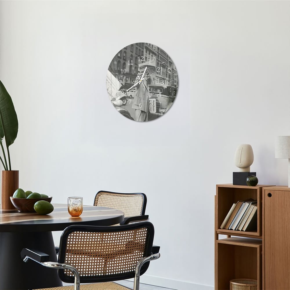 Wanduhr Rund - New York in Schwarz-Weiß