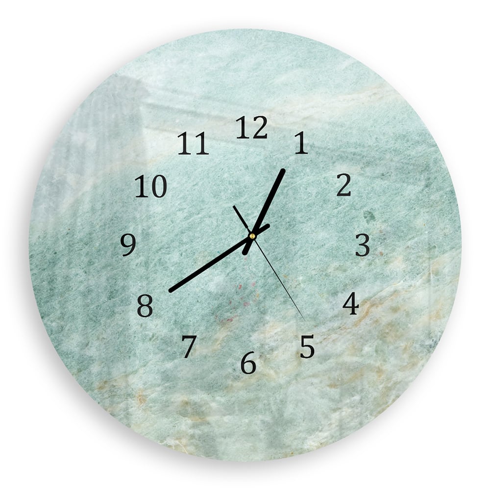 Wanduhr Rund - Hellgrüner Marmor
