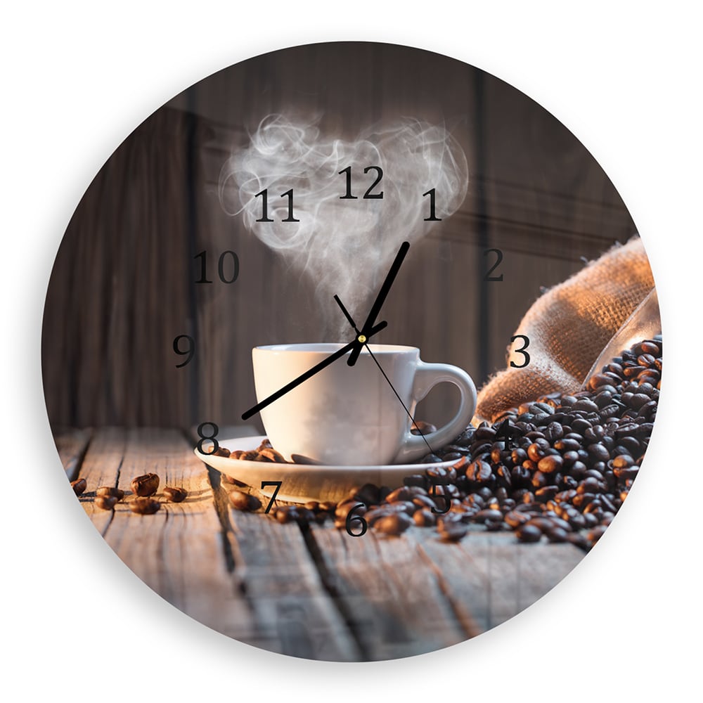 Wanduhr Rund - Kaffee-Moment