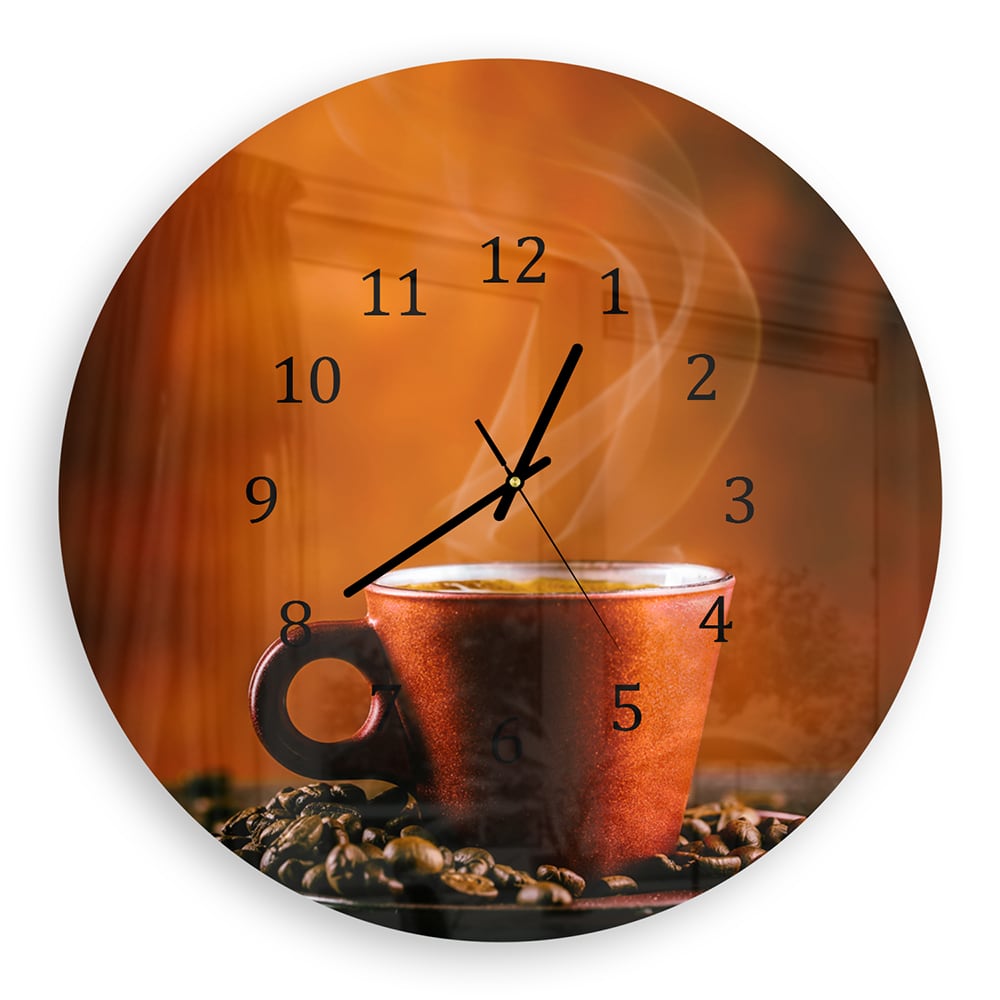 Wanduhr Rund - Kaffee-Aroma