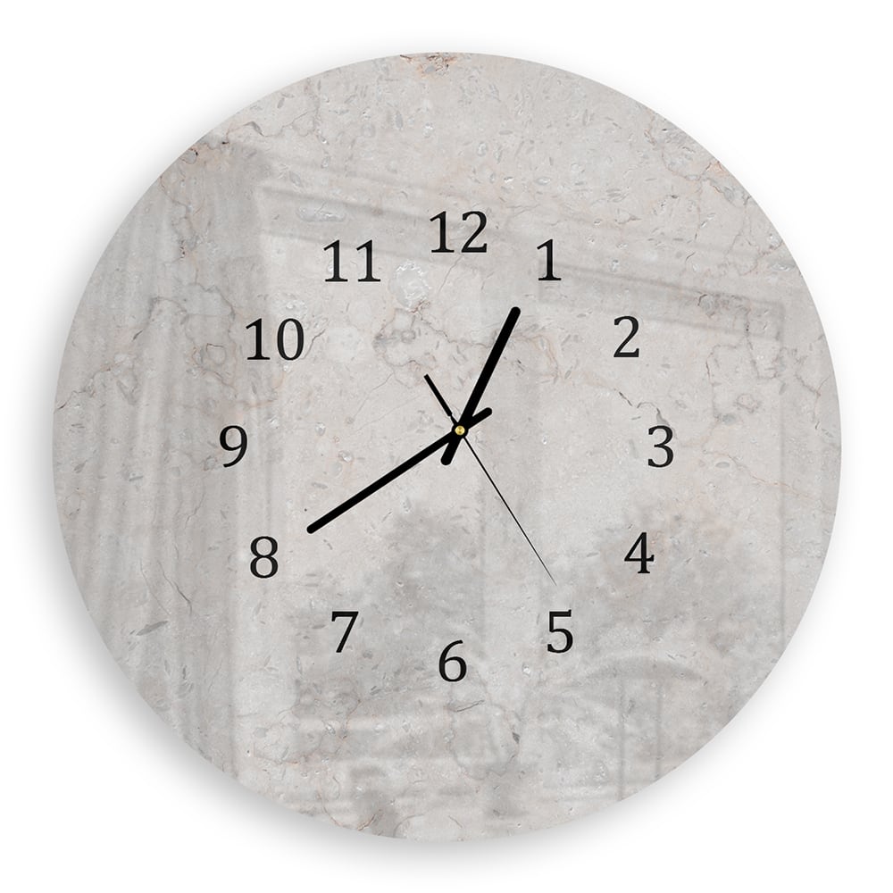 Wanduhr Rund - Klassischer beiger Marmor