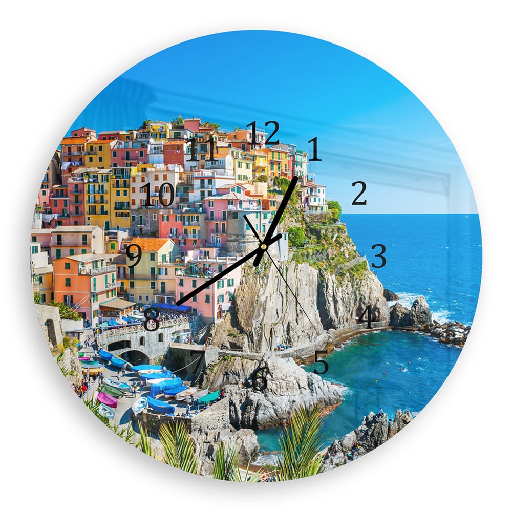 Wanduhr Rund - Bunte Cinque Terre an der Küste