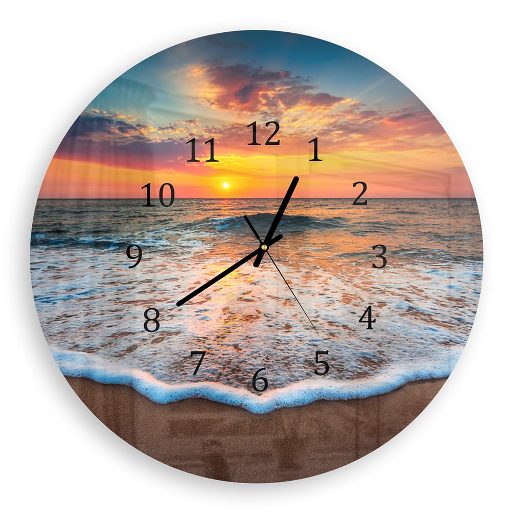 Wanduhr Rund - Sonnenaufgang am Meer