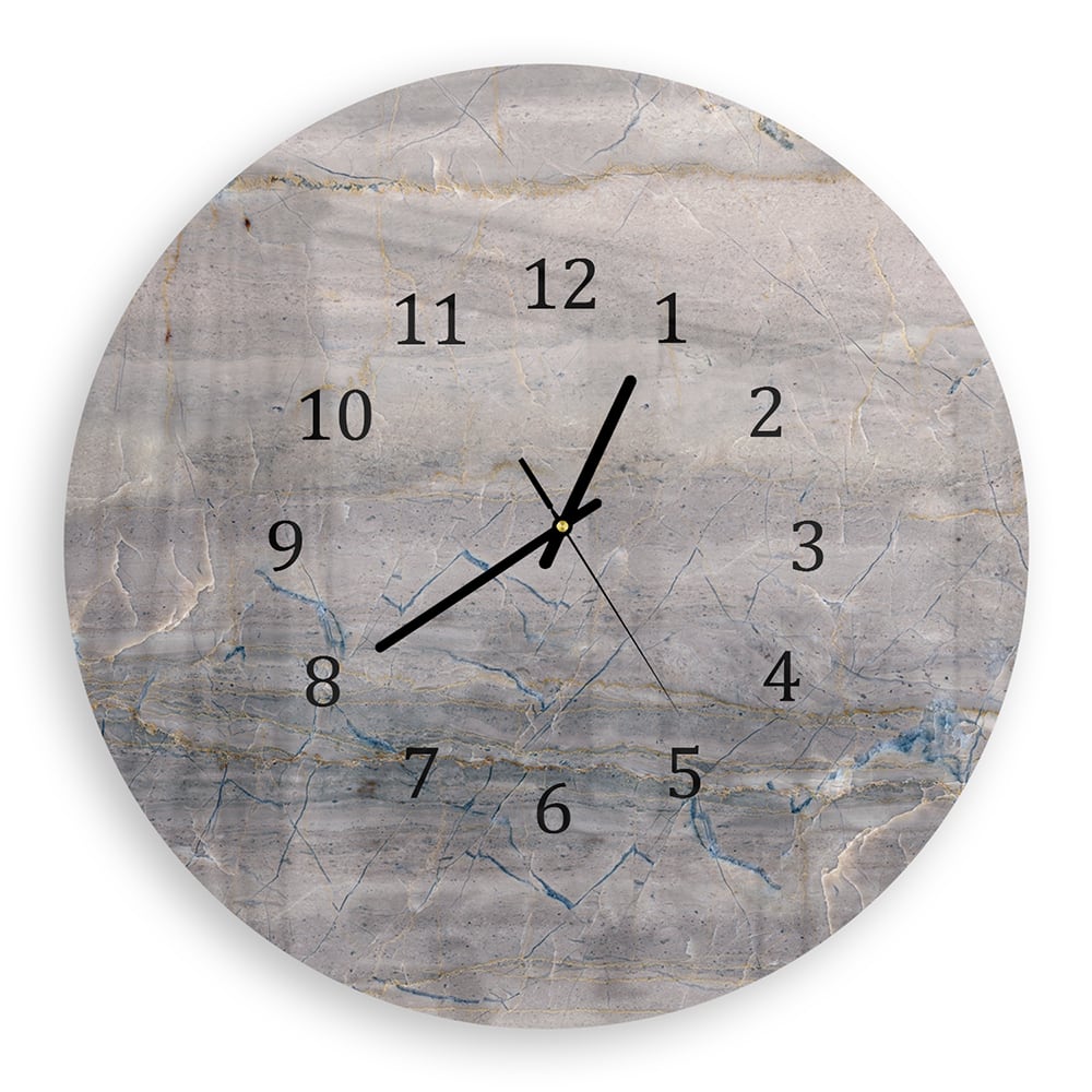 Wanduhr Rund - Grauer Marmor