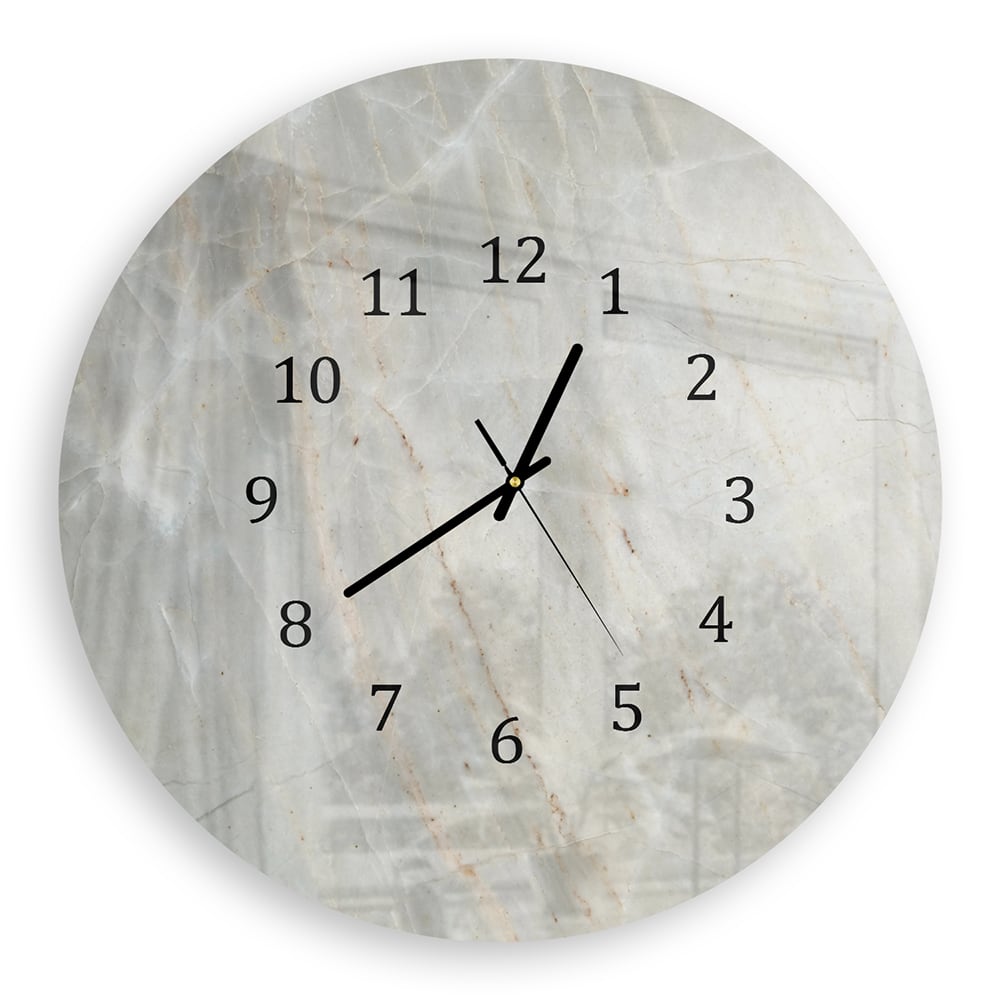 Wanduhr Rund - Hellgrauer Marmor