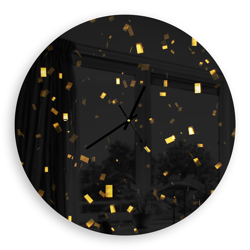 Wanduhr Rund - Goldenes Konfetti