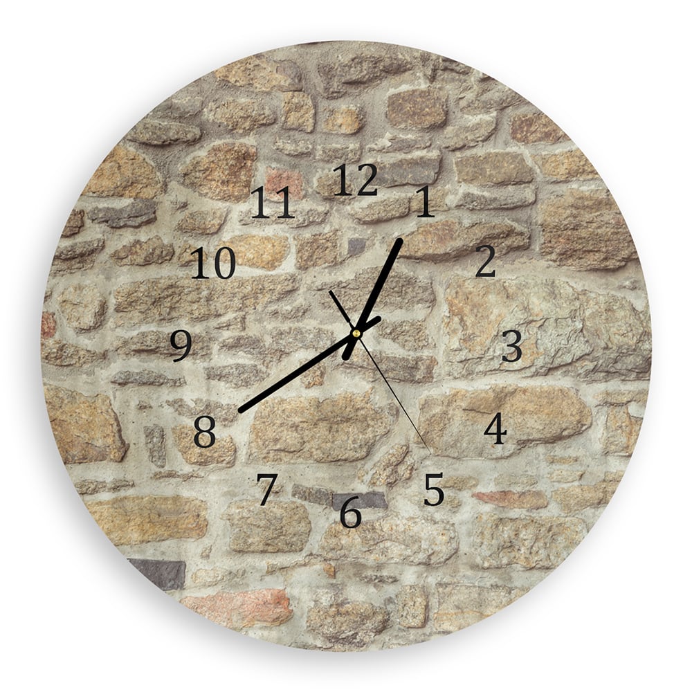 Wanduhr Rund - Granit-Steinmauer