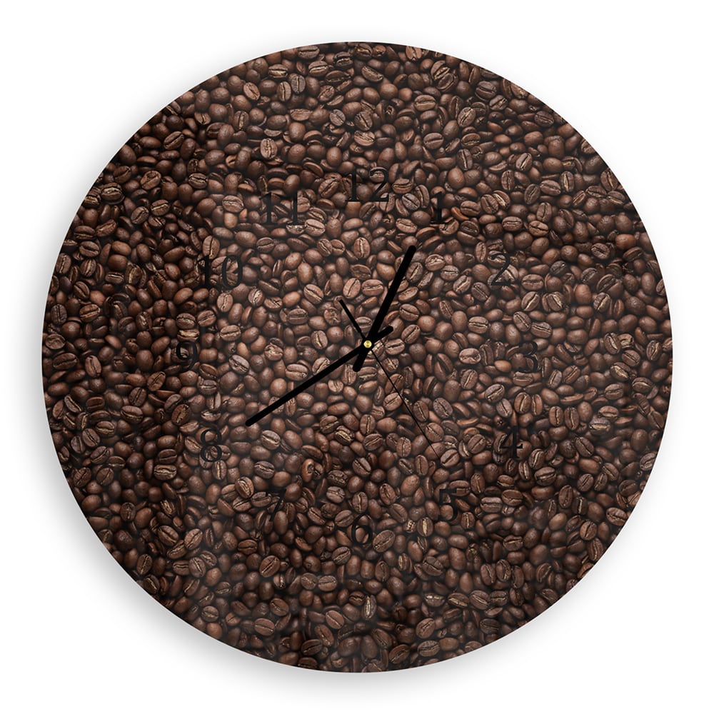 Wanduhr Rund - Kaffeebohnen