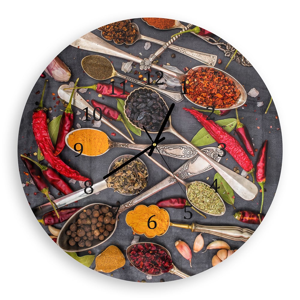 Wanduhr Rund - Gewürzmischung auf Stein