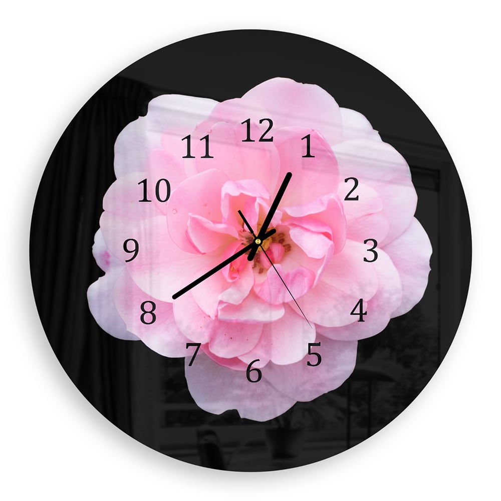 Wanduhr Rund - Hellrosa Floribunda