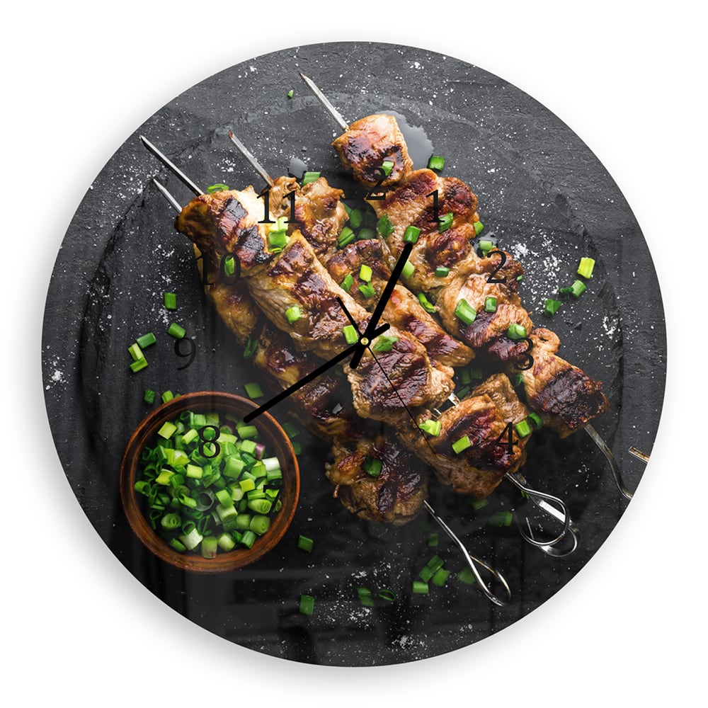 Wanduhr Rund - Kebab auf Spießen