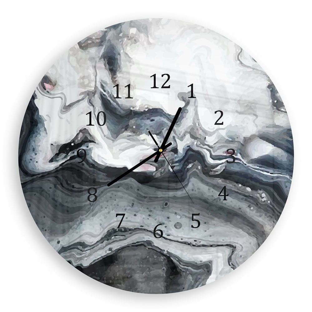 Wanduhr Rund - Marmor-Wellenmuster