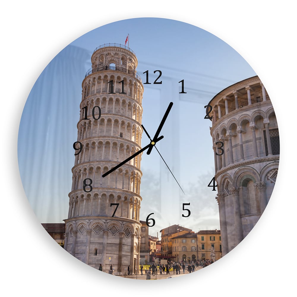 Wanduhr Rund - Der Berühmte schiefe Turm von Pisa