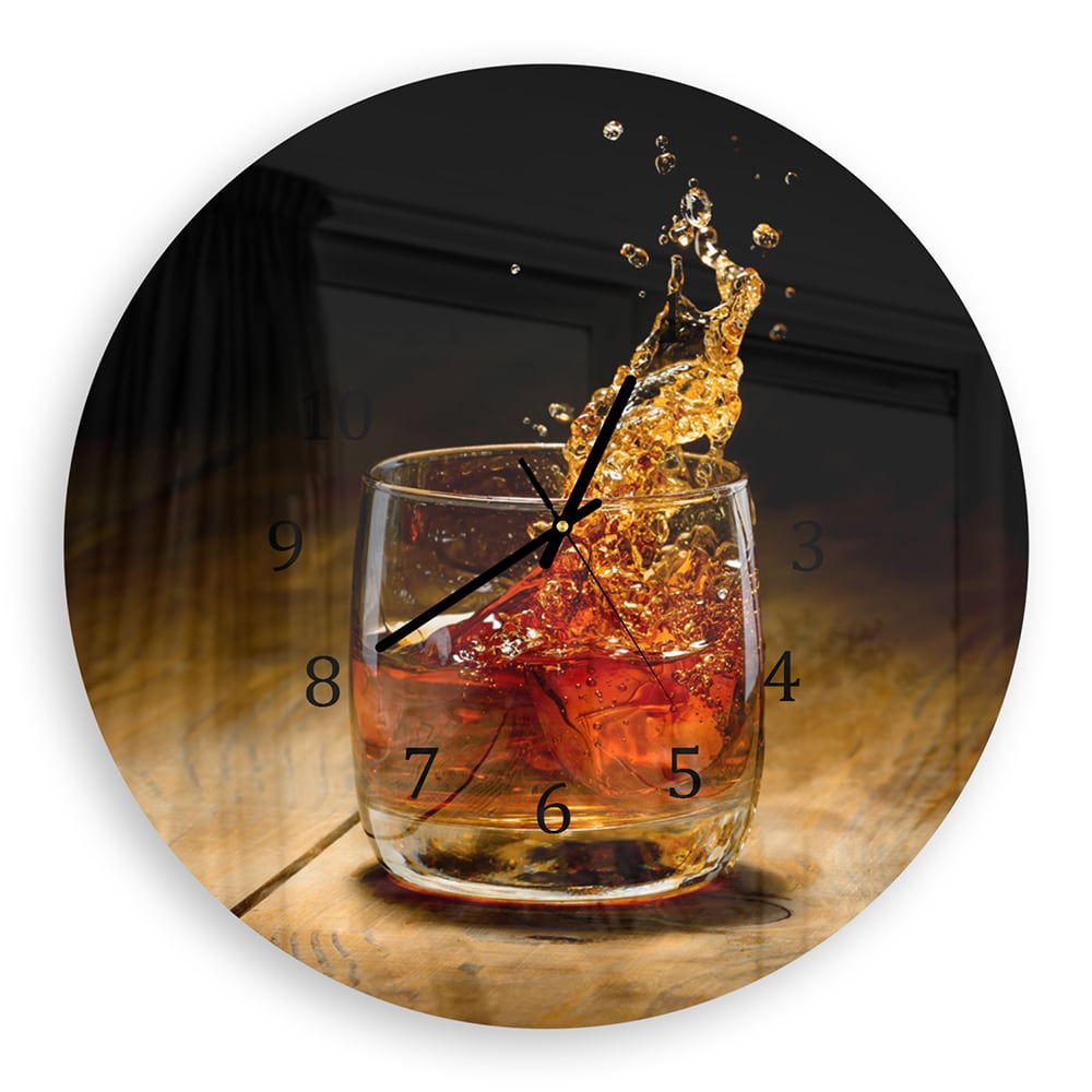 Wanduhr Rund - Whisky-Splash