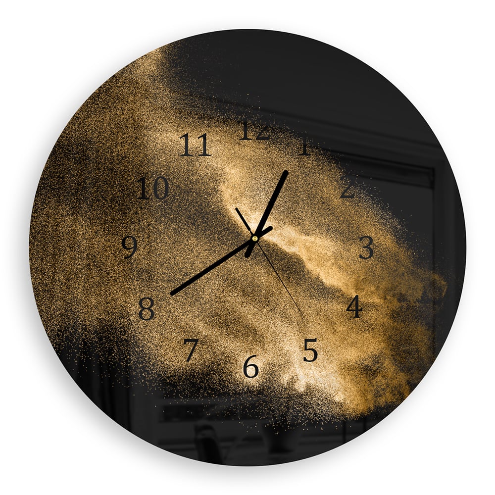 Wanduhr Rund - Goldene Sandexplosion