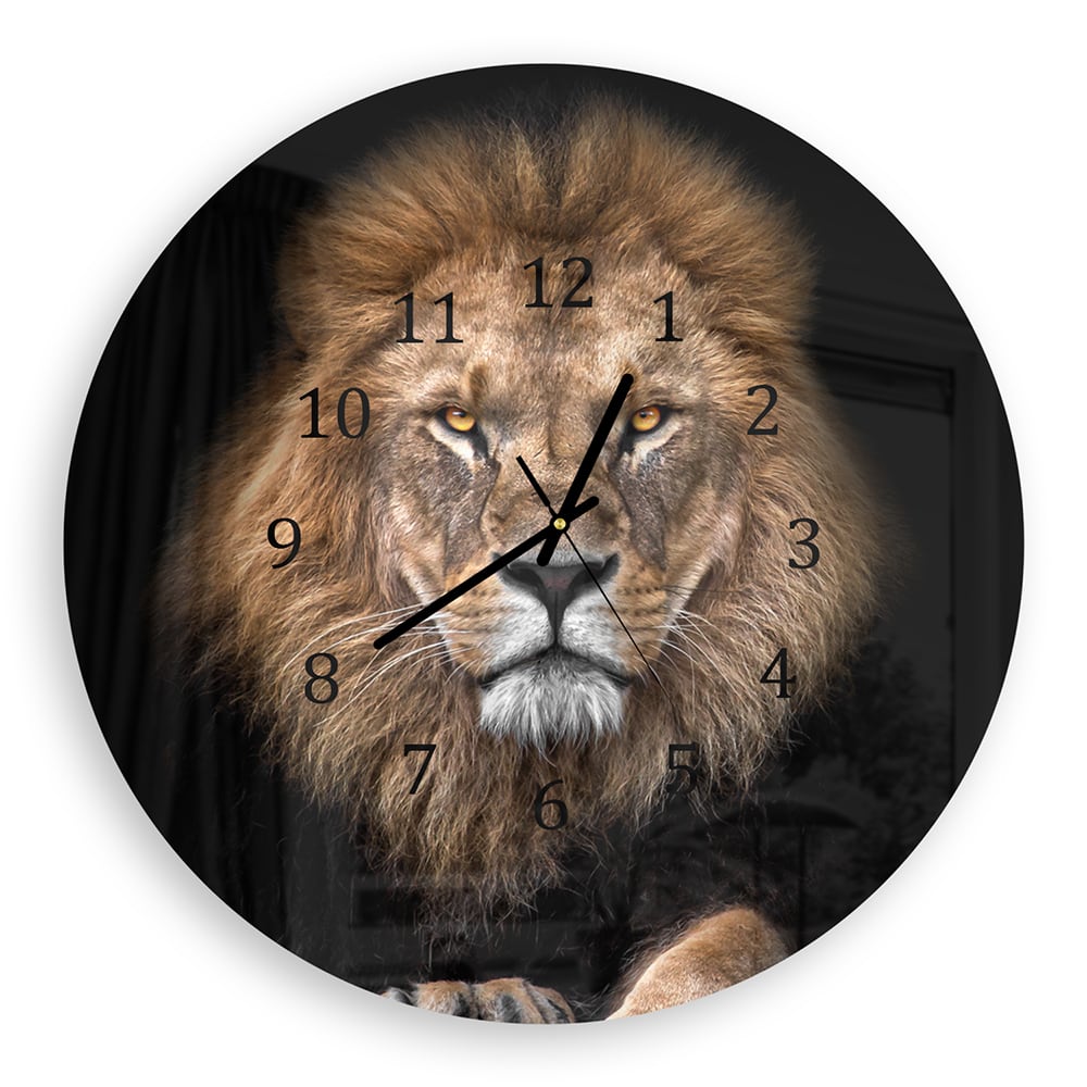 Wanduhr Rund - Löwe im Dunkeln