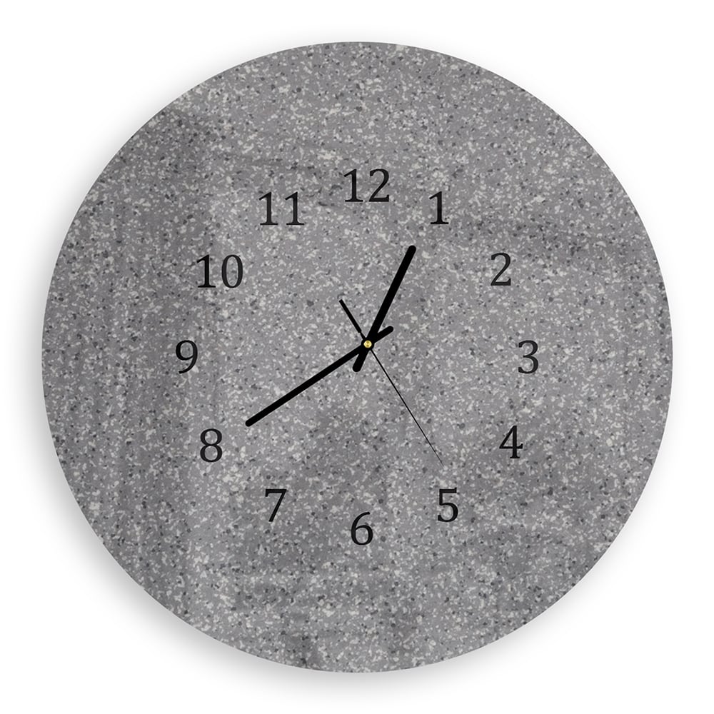Wanduhr Rund - Grauer Granit