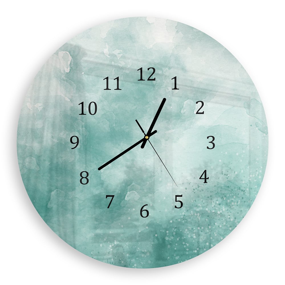 Wanduhr Rund - Grüne Aquarellfarbe