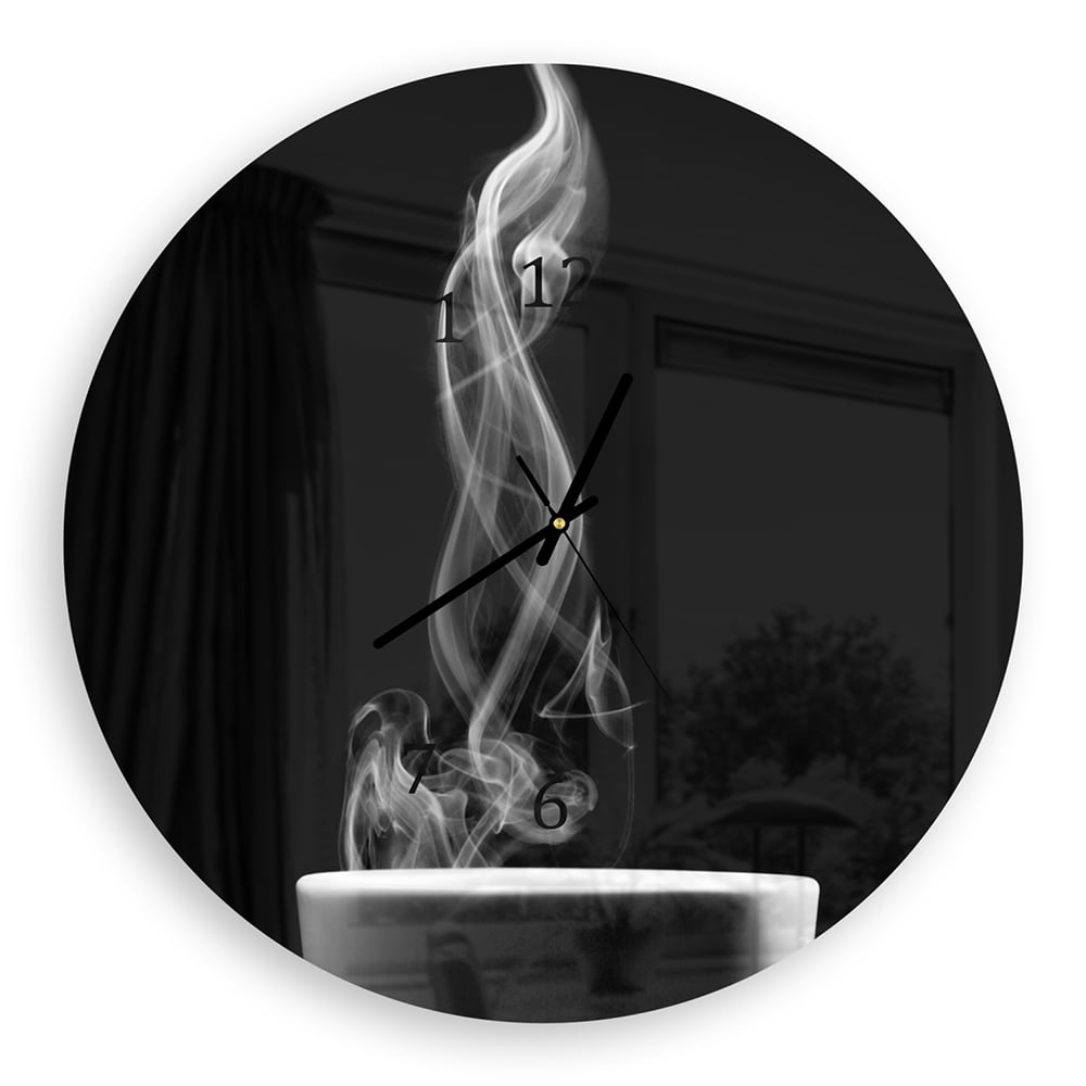 Wanduhr Rund - Kaffee mit Dampf