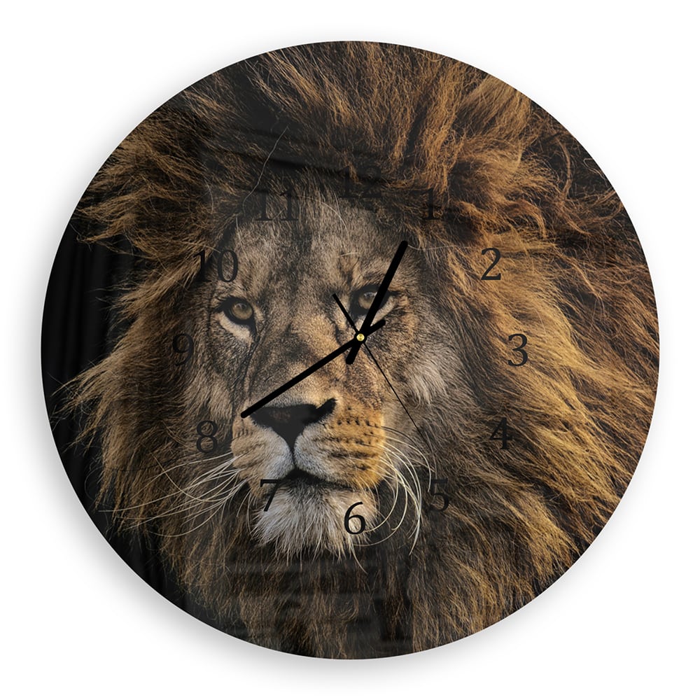 Wanduhr Rund - Löwe im Schatten