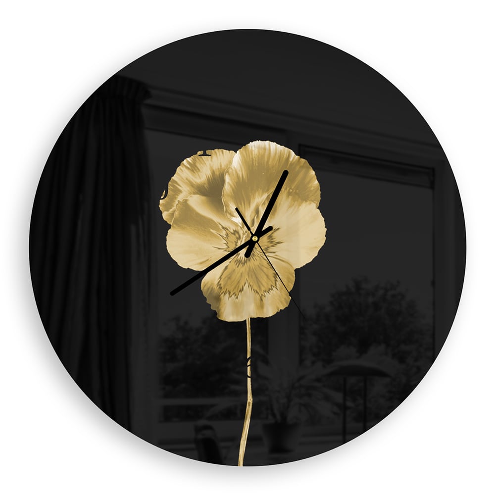 Wanduhr Rund - Goldenes Veilchen