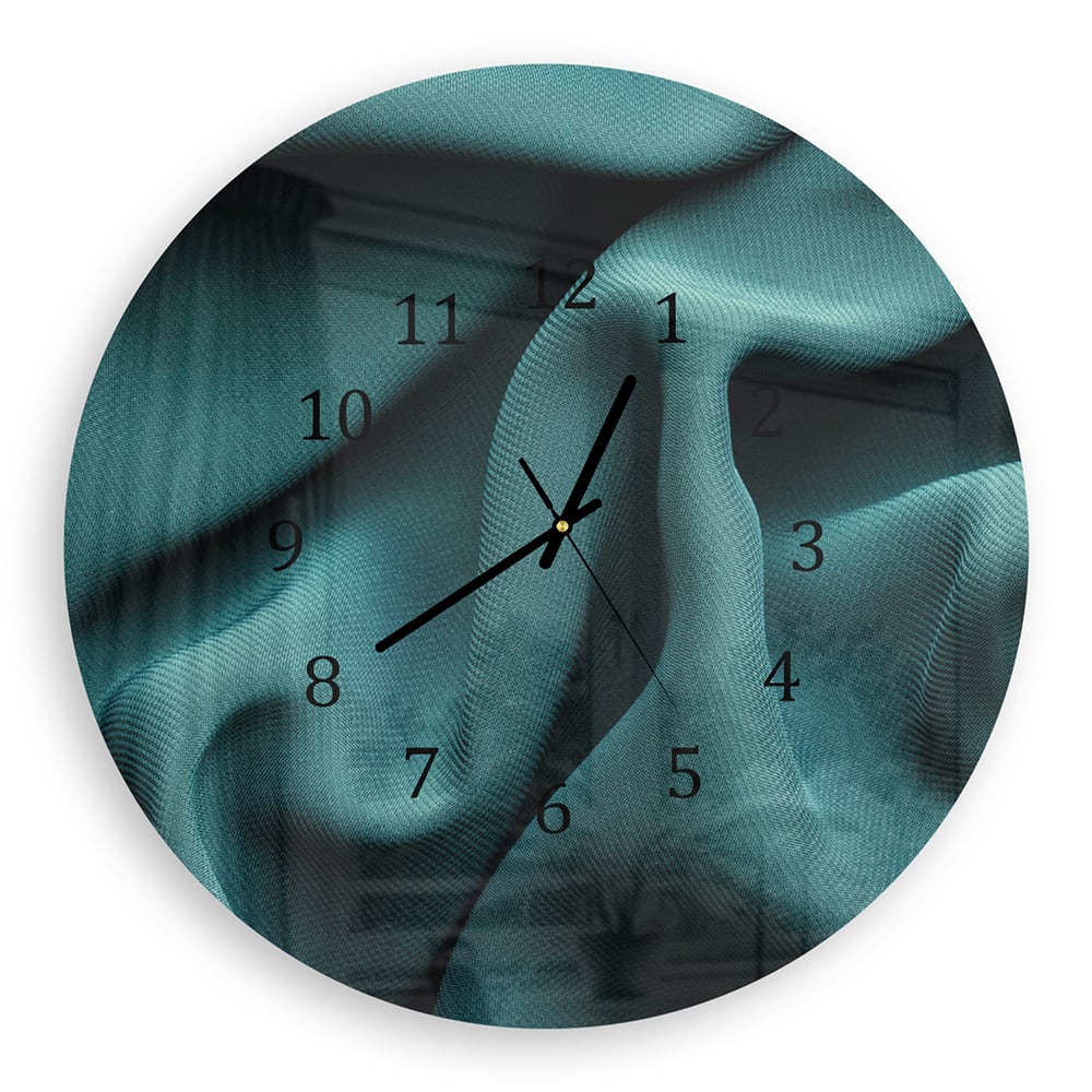 Wanduhr Rund - Grüne Stofftextur