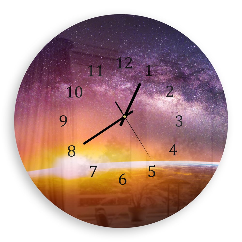 Wanduhr Rund - Landschaft mit Milchstraße