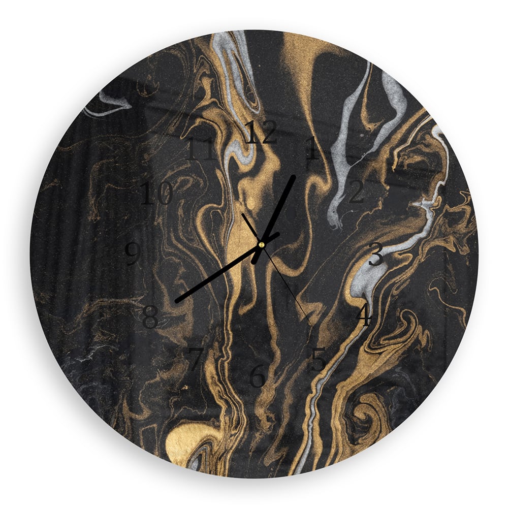 Wanduhr Rund - Marmorierte Tintentextur