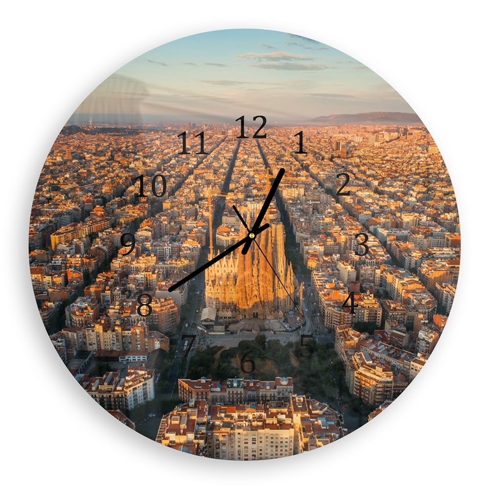 Wanduhr Rund - Luftaufnahme der Sagrada Familia