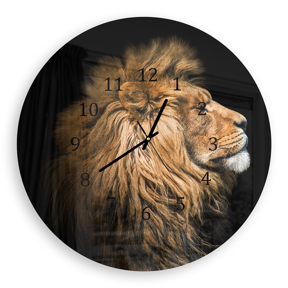 Wanduhr Rund - Löwe von der Seite