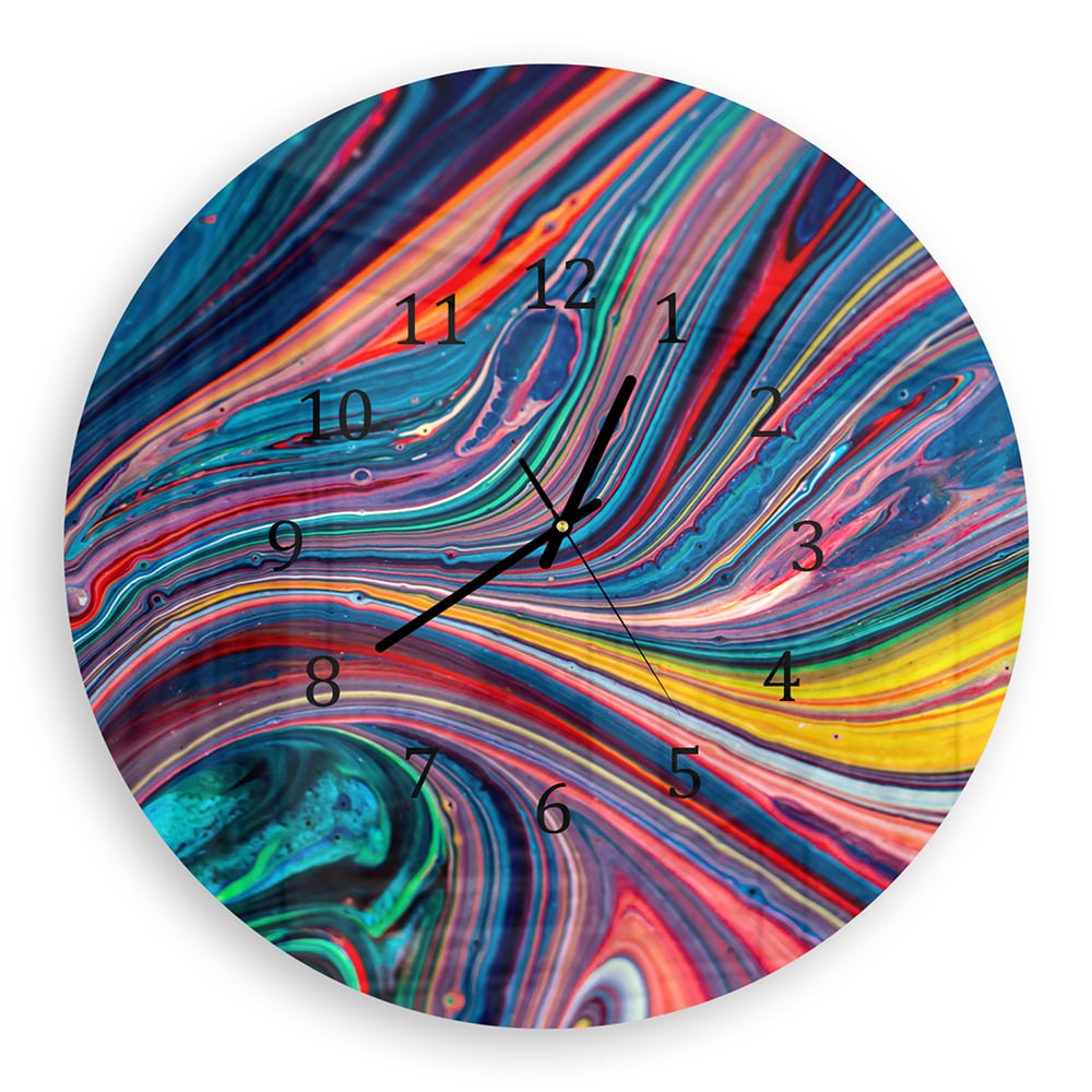 Wanduhr Rund - Bunte Acrylfarbe