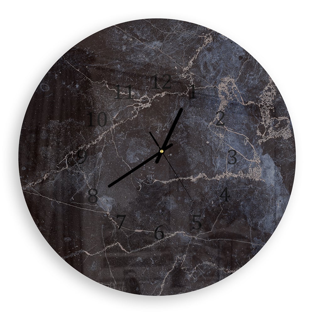 Wanduhr Rund - Mitternachtsblauer Marmor
