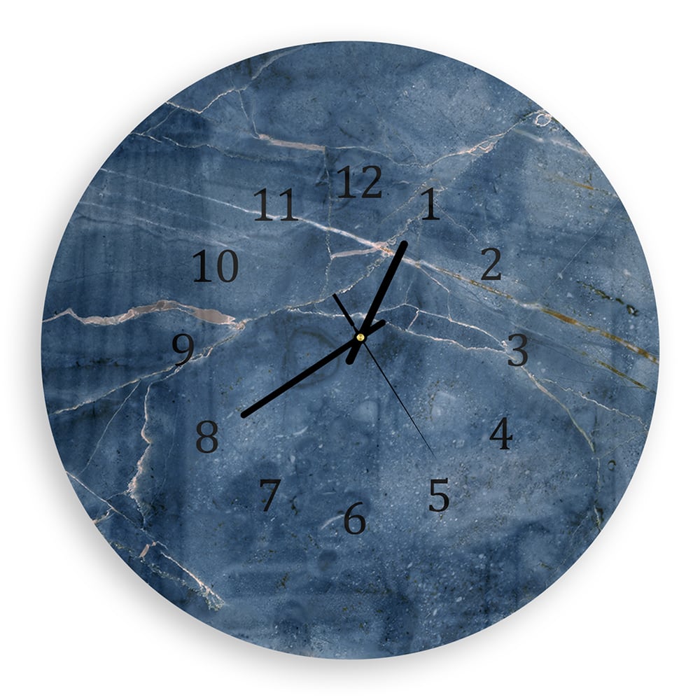Wanduhr Rund - Ozeanblauer Marmor